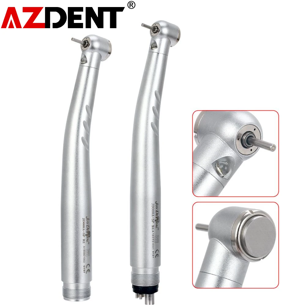 Azdent Dental LED High Speed Handpiece E-generator Integrated Standard Head Push Button 3 Water Spray 2/4 Hole