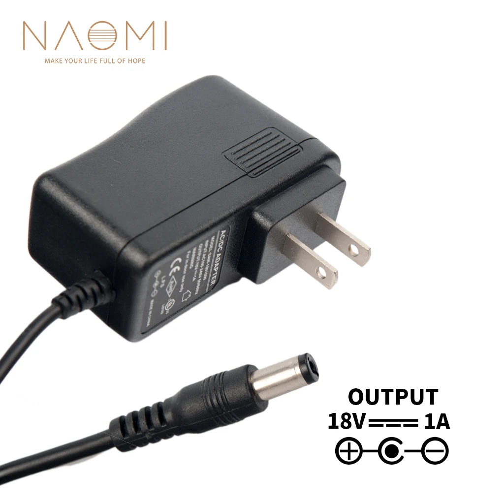 NAOMI Питание Зарядное устройство 18V 1A нам адаптер Черный для педаль гитары