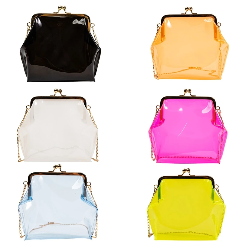 

63HC Stylish Crossbody Purse Jelly Bag Shoulder Bag with Gold Chain for Office Day