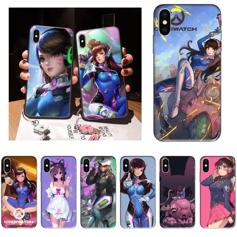 

RUICHI OW D.va DVA overwatchs Phone Case For iPhone 11 12 Mini 13 Pro XS Max X 8 7 6s Plus 5 SE XR Case