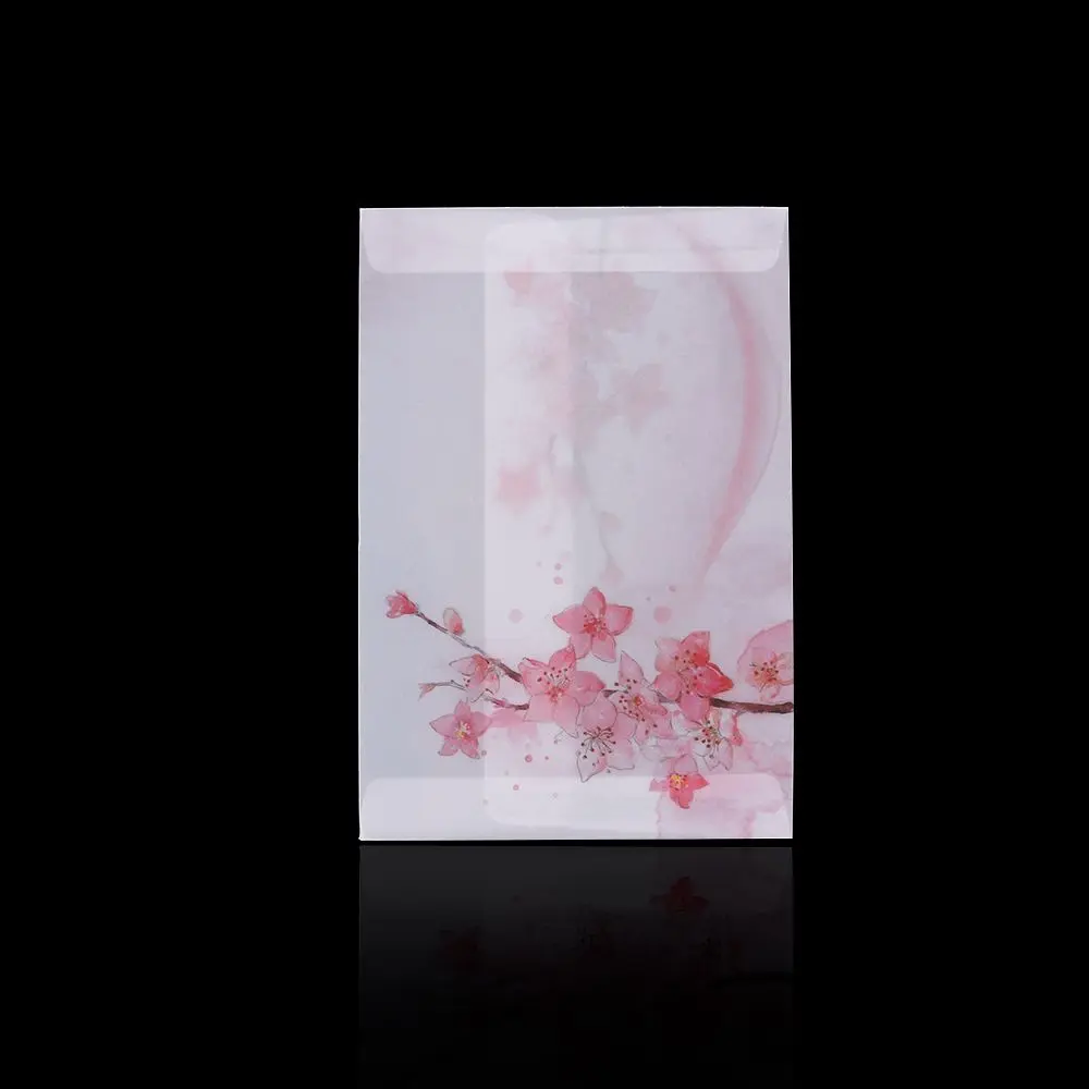 

Cute Card Cover Stationery Translucent Sulfuric Acid Paper Artificial Parchment Peach Blossom Envelope Letter Organizer
