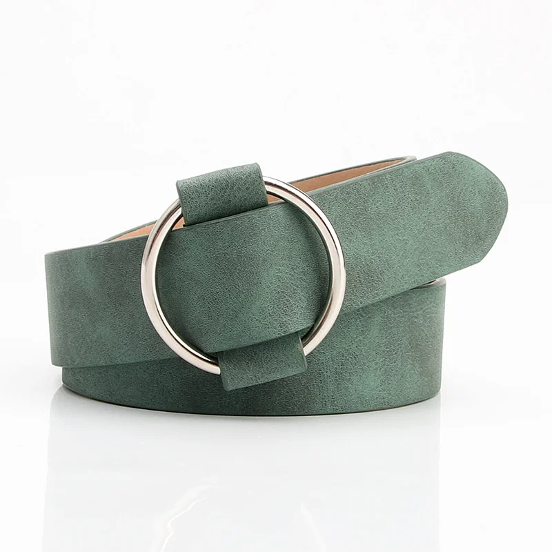 New Women 105*3cm Matte PU Belt Female Strap Lady Casual Solid Waistband Girls Girdle Round Metal Buckle Waist Band