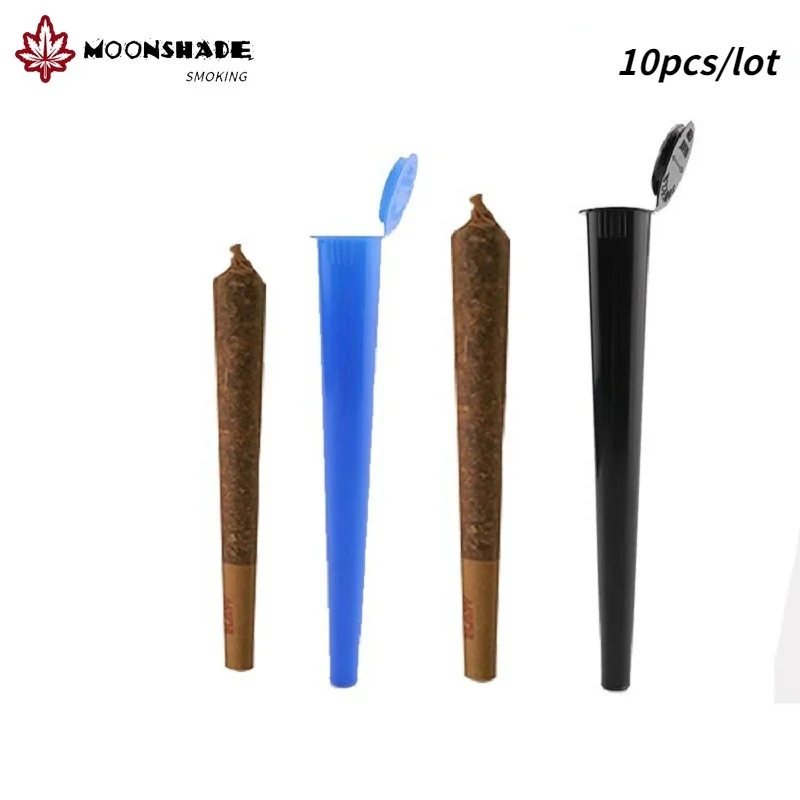 

MOONSHADE 10PCS 109mm Length Portable Plastic Cone Tobacco Storage Box with Child Lock Sealed Waterproof Pill Box Weed Storage