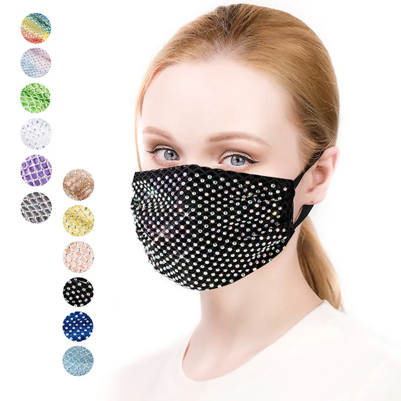 

Reusable Face Nose Mouth Cover Sequined Masks Dust-proof Smog-washable Mask Protective Women Mouth Mask Mascarilla Halloween