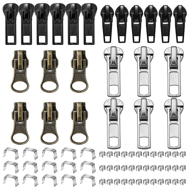 

24 Pieces Zipper Sliders Zipper Pull Replacement With Zipper Slider Repair Kits For Nylon Coil Jacket Zippers Supplies
