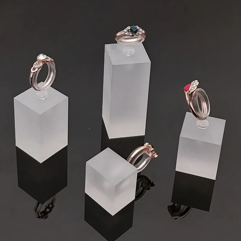 Fashion New Style Lot Of 6 Square Acrylic Frosted Ring Jewelry Display Stand Holder Rack Organizer Showcase Photography Props