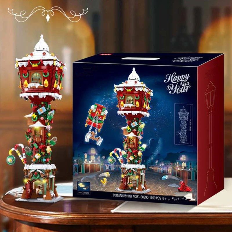 

1799 новогодний Рождественский домик зимняя деревня уличный вид имбирный дом модель уличный вид строительные блоки игрушки