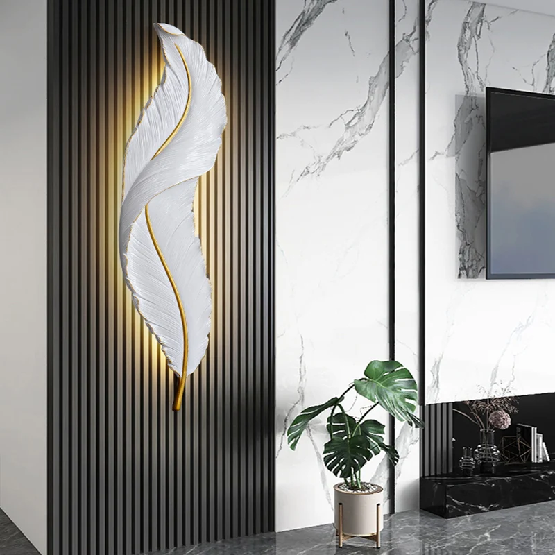 

Modern Minimalist RGB Led Feather Light Living Room TV Background Wall Lamp Entryway Wall Staircase Lamps and Lanterns