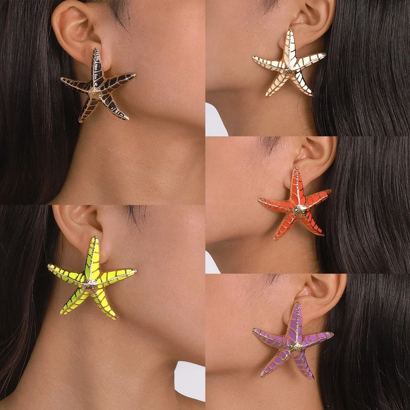 Multicolor Starfish Earring Beach Earrings for Women Charms Fashion Geometry Exquisite Funny Novelty Eardrop Alloy Accesorios