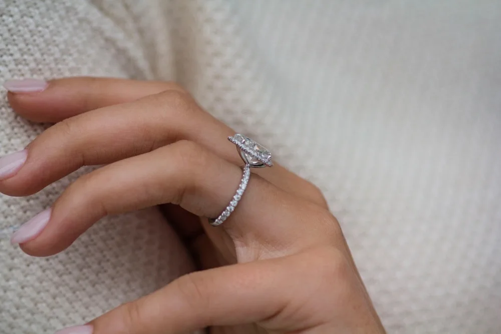 jovovasmile Moissanite Wedding Ring 14k White Gold 3carat 7x11mm Crushed Ice Hybrid Pear Cut Fashion Jewelry For Women Bague