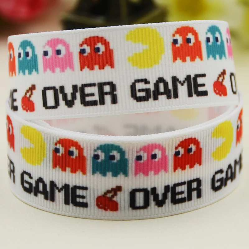 

22mm 25mm 38mm 75mm Greedy bean game Cartoon Character printed Grosgrain Ribbon party decoration 10 Yards X-05246