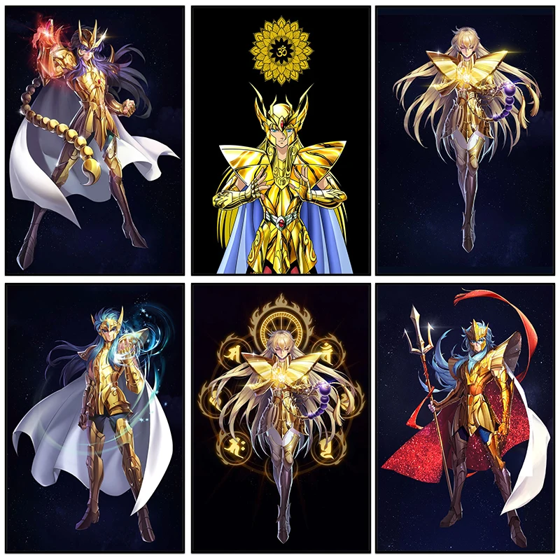 

Japanese Classic Anime Gold Saint Seiya Canvas Painting Posters and Prints Wall Art Picture for Living Room Home Decor Cuadros