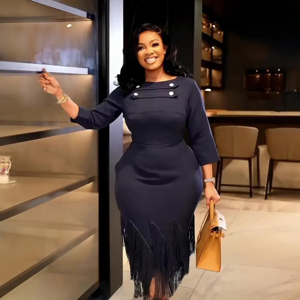 Рабочее платье для женщин офисное элегантное платье-футляр с круглым вырезом