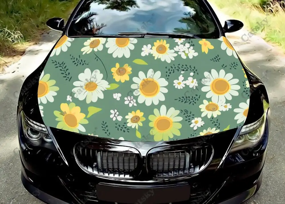 

Colorful Floral Daisy Seamless Car Hood Vinyl Stickers Wrap Vinyl Film Engine Cover Decals Sticker on Car Auto Accessories