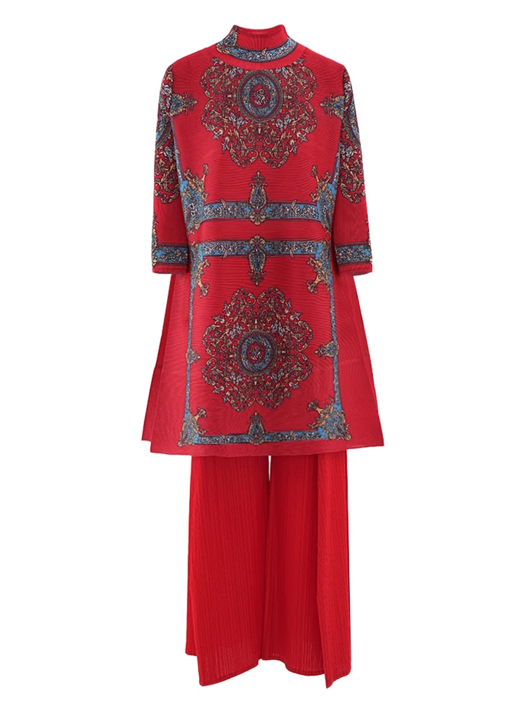 LANMREM Высококачественный плиссированный комплект из 2 предметов женские топы