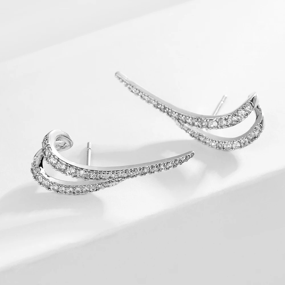 ZAKOL Korean Fashion Irregular Micro Inlay Cubic Zirconia Cute Stud Earrings Silver Color Jewelry for Women EP2827 | Украшения и