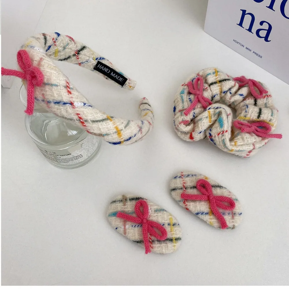 

2Pcs Pink Hairpin New Warm Color Large Intestine Hair Circle Edge Clamp Bow Knot Hairband Woman