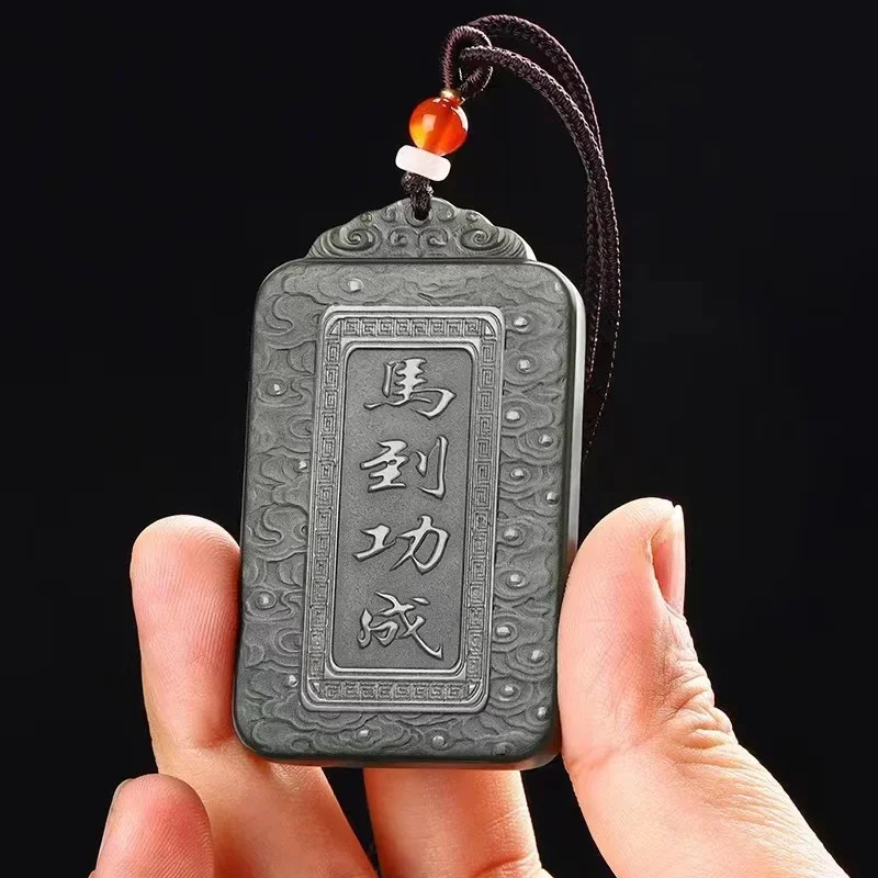 Натуральный нефрит Хотан синий ручная работа кулон в виде лошади мужской