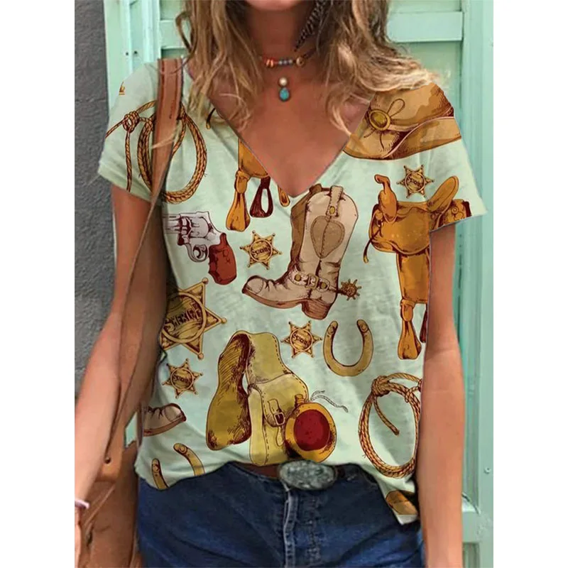 

Женская ВИНТАЖНАЯ ДЖИНСОВАЯ футболка с V-образным вырезом и коротким рукавом