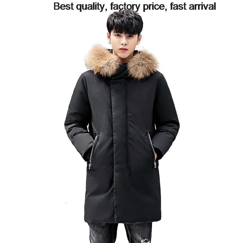 High quality luxury brand Colorblock Short White Duck Down Stand CollarWarm Thick Men's Detachable Hat Casual Parker Padded Jack