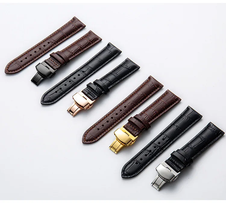 

14 16 18 19 20 21 22mm Watch Accessories Band for TISSOT 1853 T41 T063 Leather Butterfly Bracelet Watch Strap Men Solid High-end
