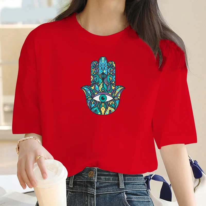 Футболка Hamasa женская с принтом руки Фатимы рубашка Харадзюку унисекс на удачу