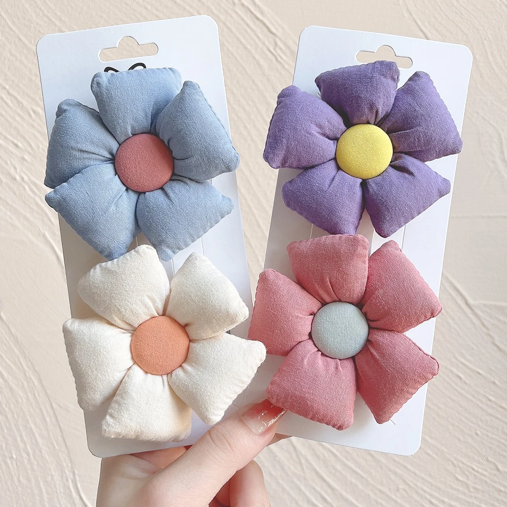 2Pcs/Set New Sweet Flower Bowknot Hair Clips For Cute Girls Cartoon Bows Hairpins Barrettes Kids Headwear Hair Accessories Gift images - 6