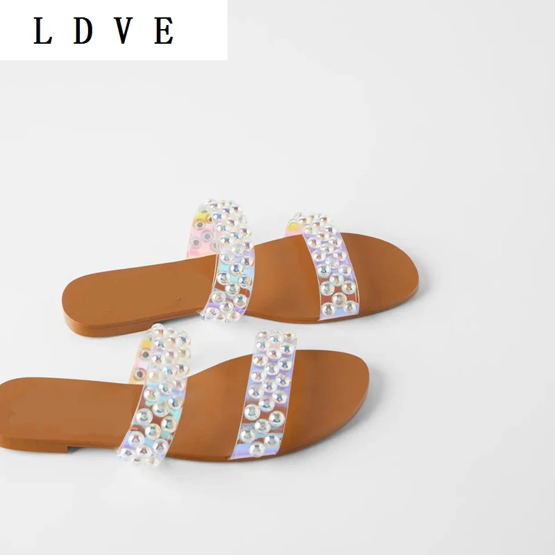 

Summer new Colored diamonds Word band flip flop Flat slippers