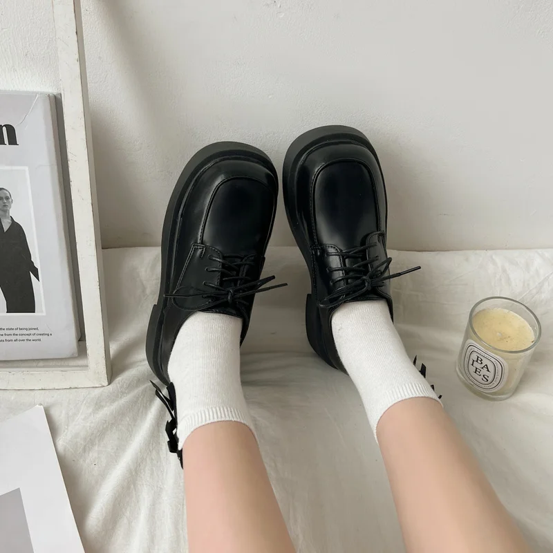 

Women's new casual shoes solid color PU lace-up thick-soled non-slip shoes outdoor lightweight and comfortable women's shoes
