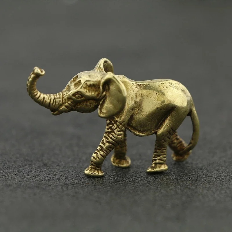 

Bronze Miniature Elephant Figure Home Office Tea Art Carving Handle Pet Tabletop Animal Ornaments