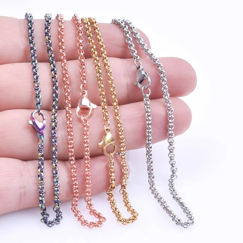 Цепочка Из Нержавеющей Стали радужного цвета для изготовления ожерелья