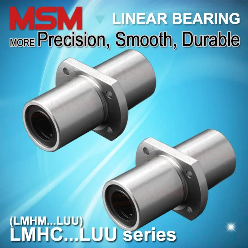 

4pcs MSM Center/Middle Flange Linear Bearings LMHC8LUU LMHC10LUU LMHC12LUU LMHC16LUU LMHC20LUU Slide Motion LMHM8LUU~LMHM20LUU