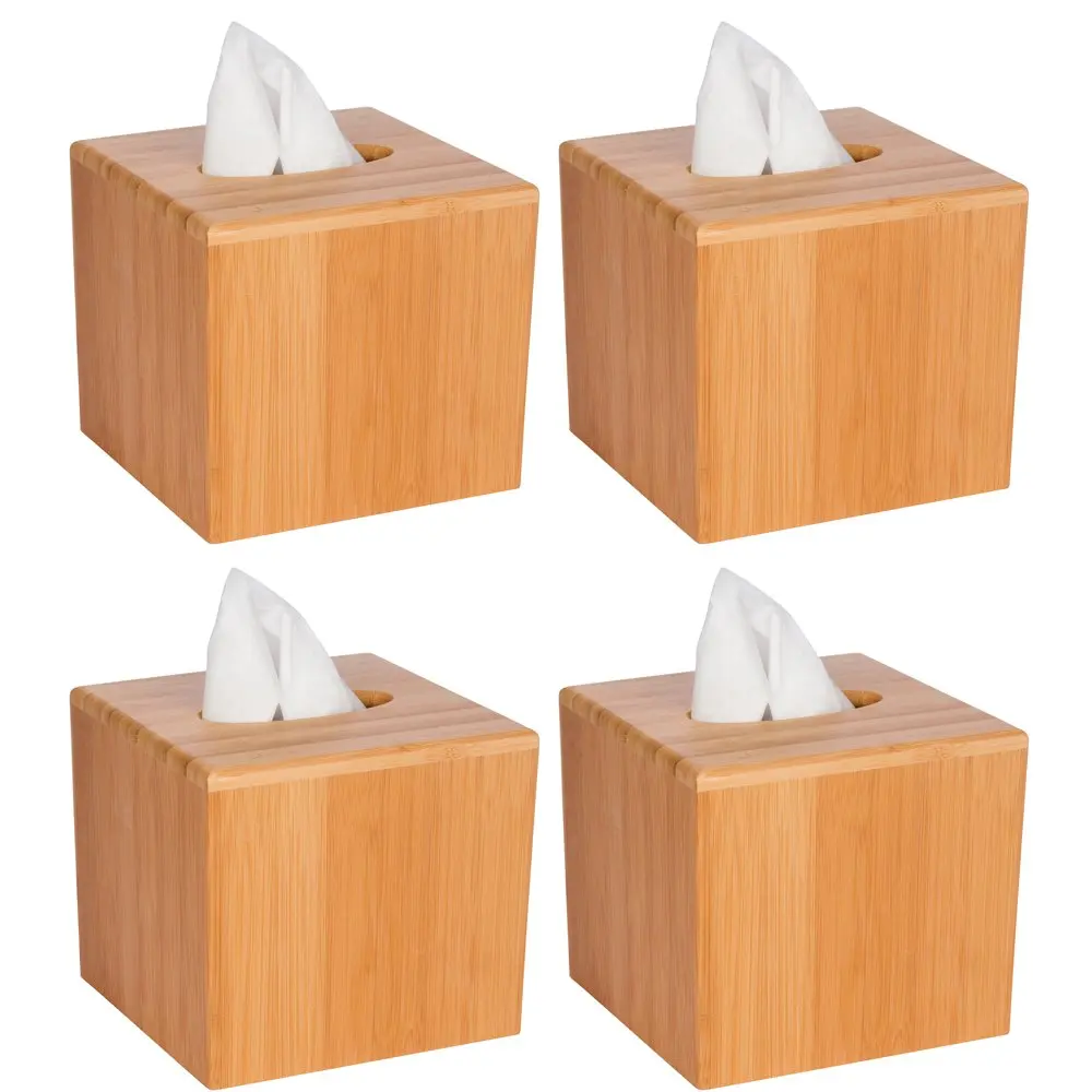 

Bamboo Square Boutique Tissue Box Cover by (Set of 4)