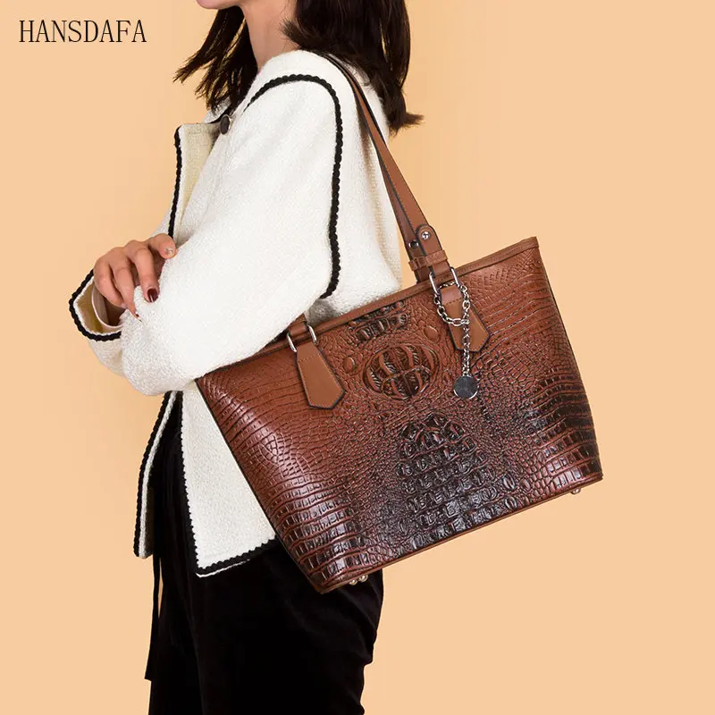 

High Quality Crocodile Pattern Leather Handbags Luxury Brand Vintage Women Shoulder Messenge Bags Designer Large Female Tote Sac