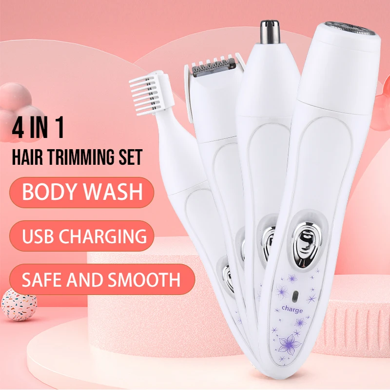 New 4-in-1 multi-function whole body electric epilator private part shaving instrument underarm pubic hair shaving ladies shaver
