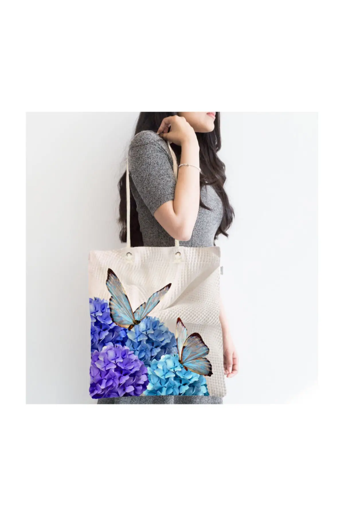

Женская пляжная сумка с цифровой печатью, современный тканевый тоут на молнии с изображением бабочки, модная летняя большая сумка-шоппер на...