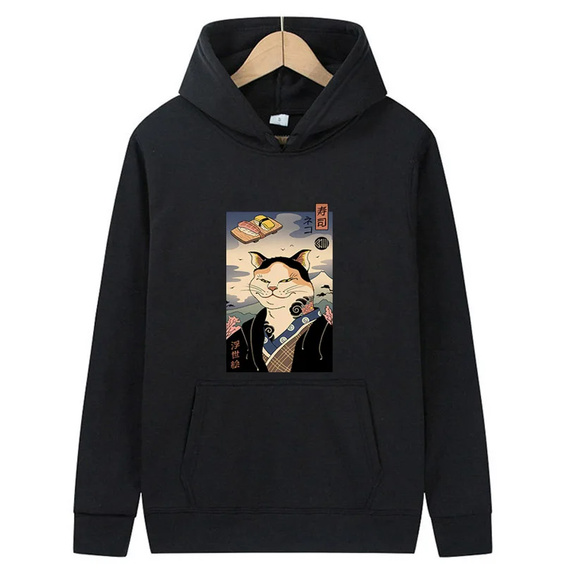 

Men's Hoodie Anime Sushi Cat print anime hoodies casual cool men hoodies Hip Hop cartoon hoodies men hooded Pullover Male tops
