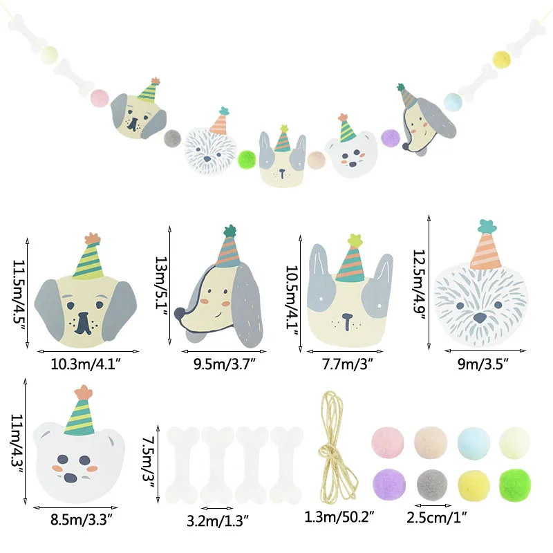 

Праздничная гирлянда с флагом для кошек и собак, украшение на день рождения с героями мультфильмов, бумажный баннер с милыми собаками и кошками для домашних животных, товары для вечеринок