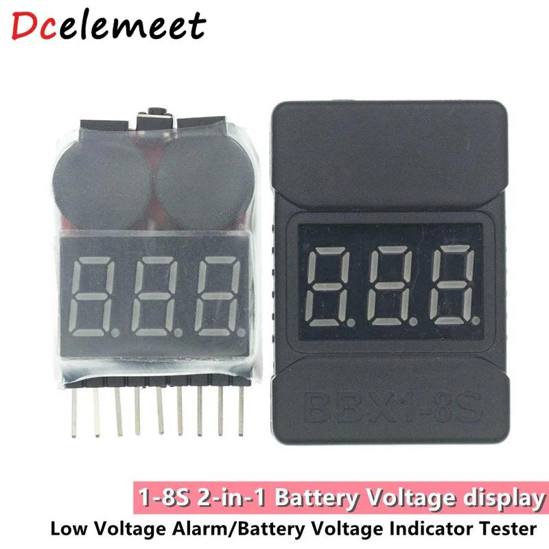 

BBX1-8s 1S/2S/3S/4S/5S/6S/7S/8S Low Voltage Buzzer Alarm Lipo Battery Voltage Indicator Tester 2 IN 1 With Case for 3.7v 7.4v