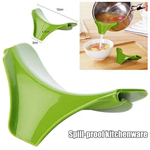 

Silicone Liquid Funnel Anti-spill Portable Slip On Pour Soup Spout Funnel Gadget For Pots Pans And Bowls And Jars Kitchen Tools