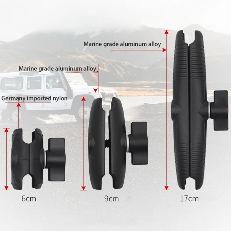 

Aluminium Alloy Arm 17cm Double Socket Arm with 1 Inch Ball Base Mount Motorcycle Camera Extension Arm