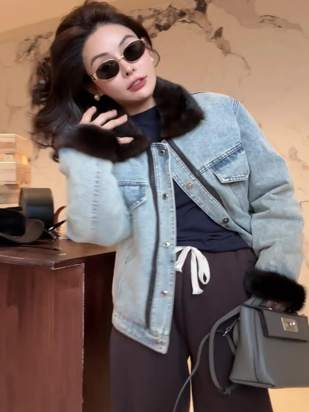 [Очень закажите оригинальную модель] Высококачественное стеганое джинсовое