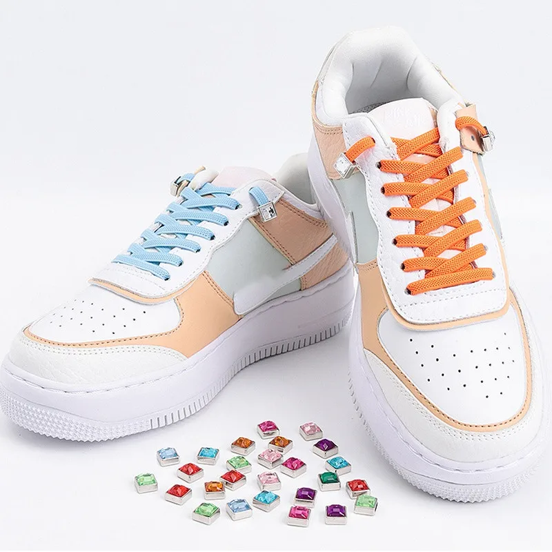 

New Diamond No Tie Shoelaces Elastic Laces Sneakers Colorful Rhinestone Shoe Laces Without Ties Kids Adult Quick Flat Shoelace