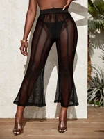 sheer flare leg pants without panty