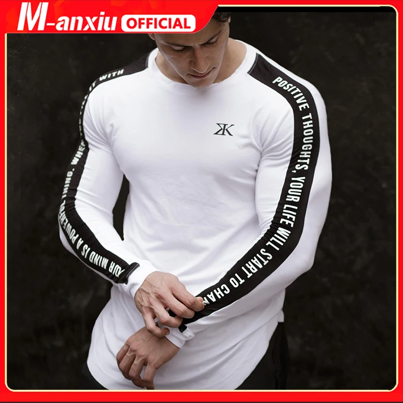 

Мужская облегающая футболка для бодибилдинга, Повседневная модная, для спортзала, фитнеса и тренировок, брендовая одежда для бега