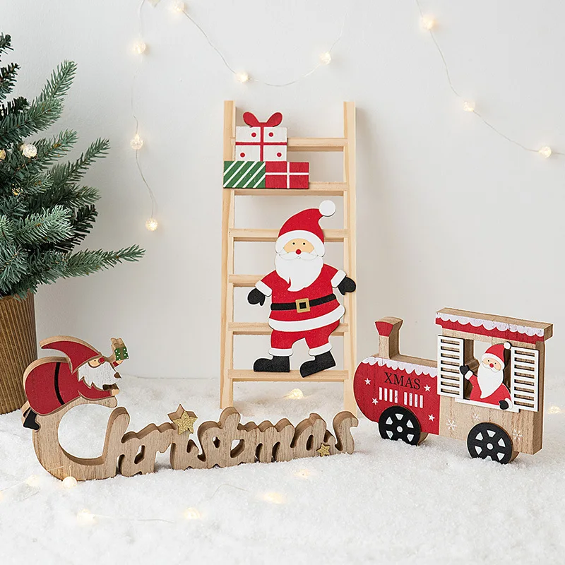 

Nordic Wooden Christmas Letters Decoration Desktop Ornaments Pendant Elk Old Man Christmas Decorations