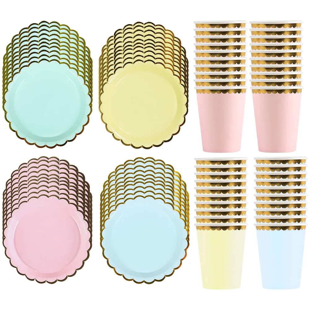 

Paper Disposable Plates Cups Party Tableware Birthday Wedding Dessert Dinnerware Bridal Shower Holiday