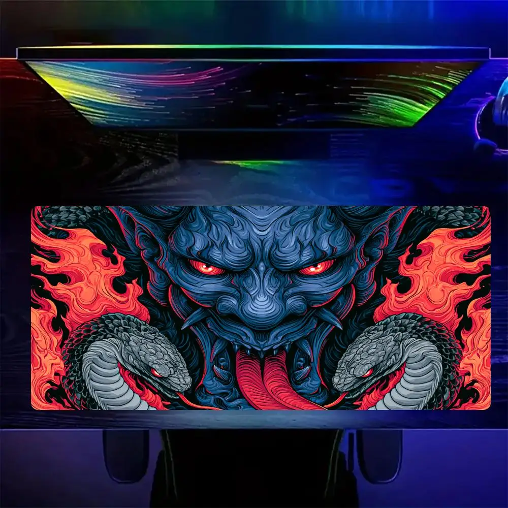 Фото Коврик для мыши Crimson Flame Demon, большой, для компьютера, офиса, игр, резиновый, противоскользящий, XXL, HDP, длинный настольный коврик, мауспад №1