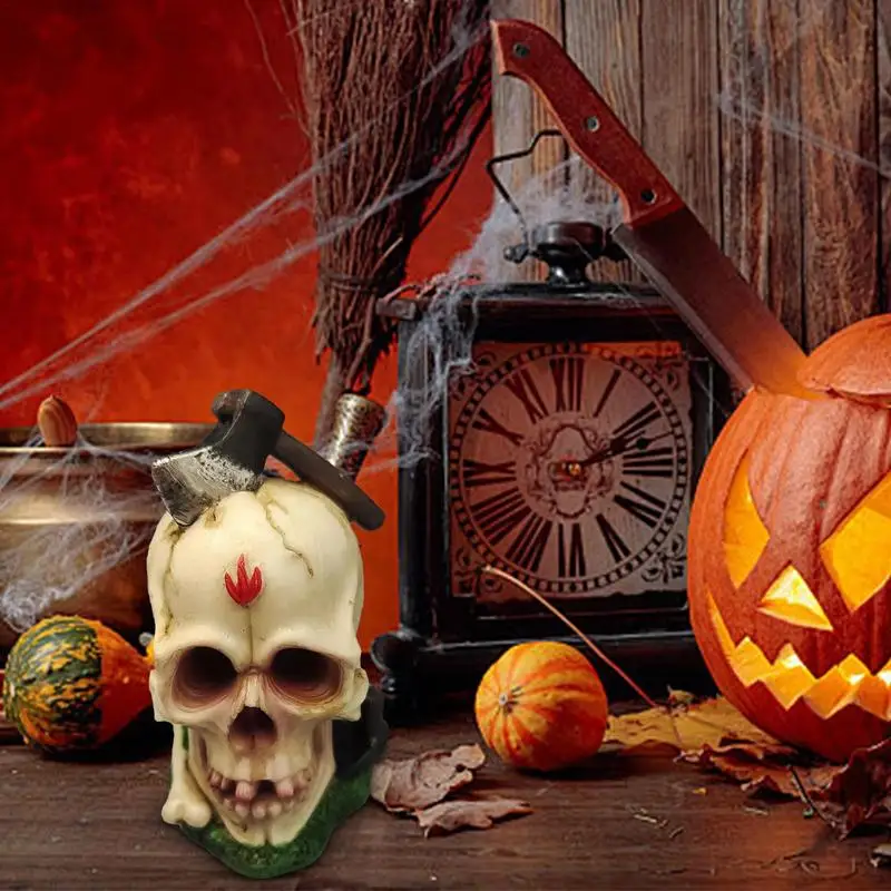 ludzka czaszka statua czaszki głowy rzeźba ozdoby Halloween realistycznie wyglądający żywica straszny szkielet do pokoju artystycznego na