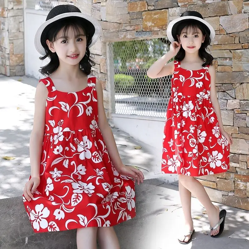 

Baby Girls Summer New Sundress Casual Printing Knee-length Dresses Children's Clothing Sleeveless Flower Cute Outfit Dress Q06